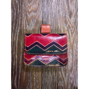 Vintage 1982 MTC Genuine Leather Multi Color Chevron Belt Pouch Made in India